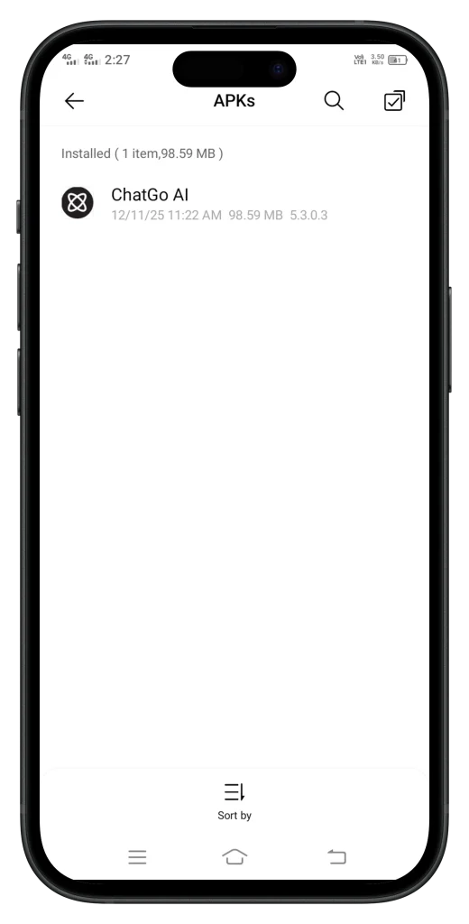 locate downloaded APK file